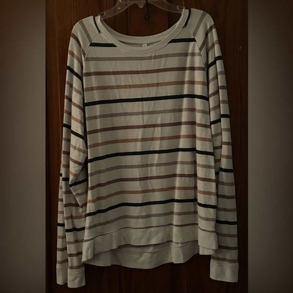 Casual Striped Long Sleeve Shirt - Black, Brown, Cream
